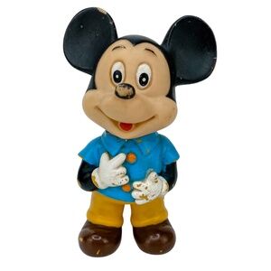 Vintage Mickey Mouse Doll Rubber Squeak Toy Figurine 1960's Walt Disney
